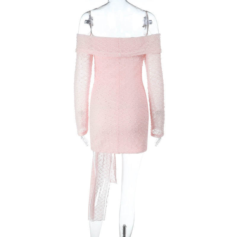 Women Sexy Off-Shoulder Lace-Up Bodycon Dress 11