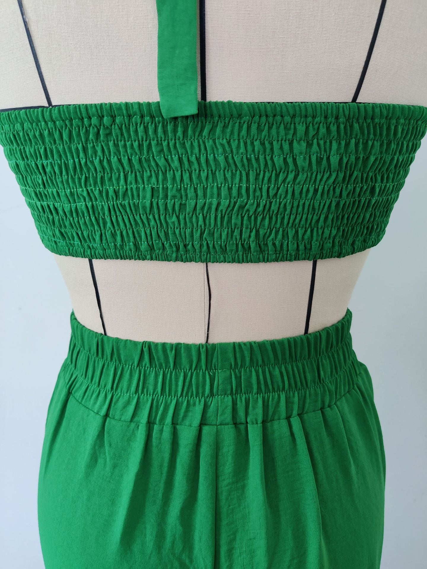 Fashion Women's Sleeveless Sexy Strappy Top Elastic Waist Loose Trousers Two-Piece Set 17