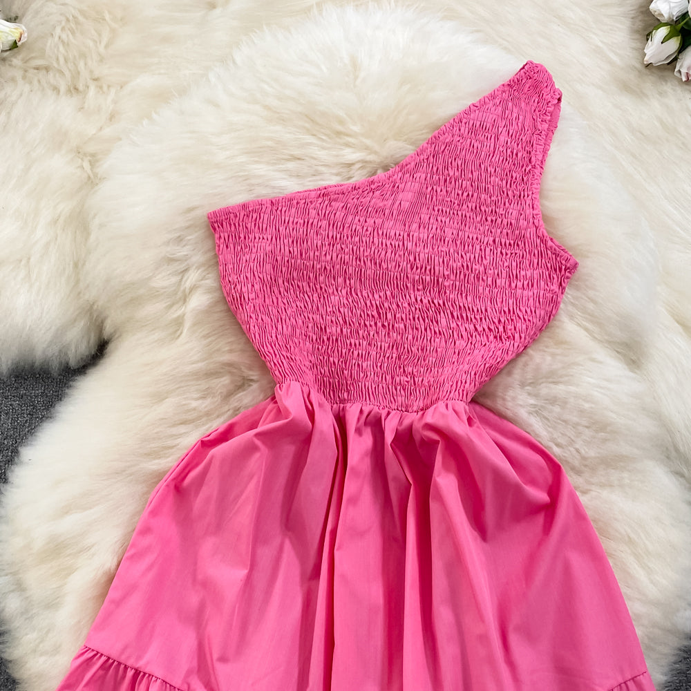 Retro Chic Sleeveless Slash Shoulder Slim Waist Slim Fit Beach Holidays A-Line Long Dress 32