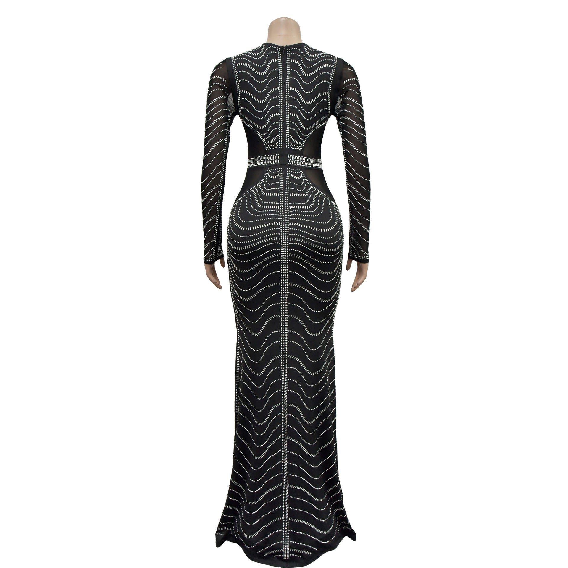 Women Solid mesh Beaded dress 5