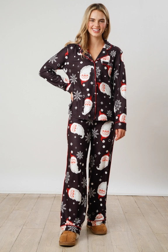 Christmas Women Printed Casual Long-Sleeve Top and Pajama Two-Piece Set 3
