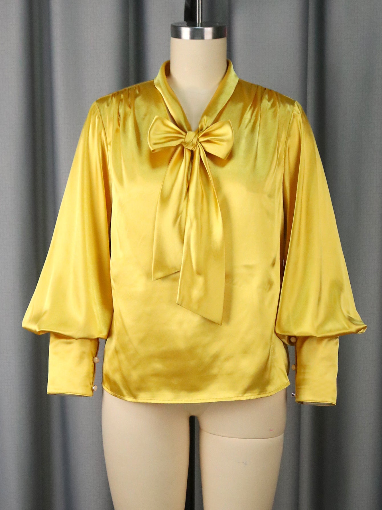 Sexy V-Neck Bow Blouse & Elegant Wide-Leg Pleated Pants Two-Piece Set 8