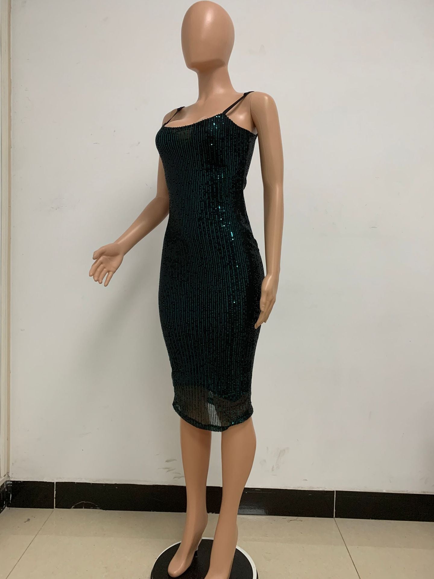 Summer Women's Sleeveless Low Back Straps Sequin Party Dress 68