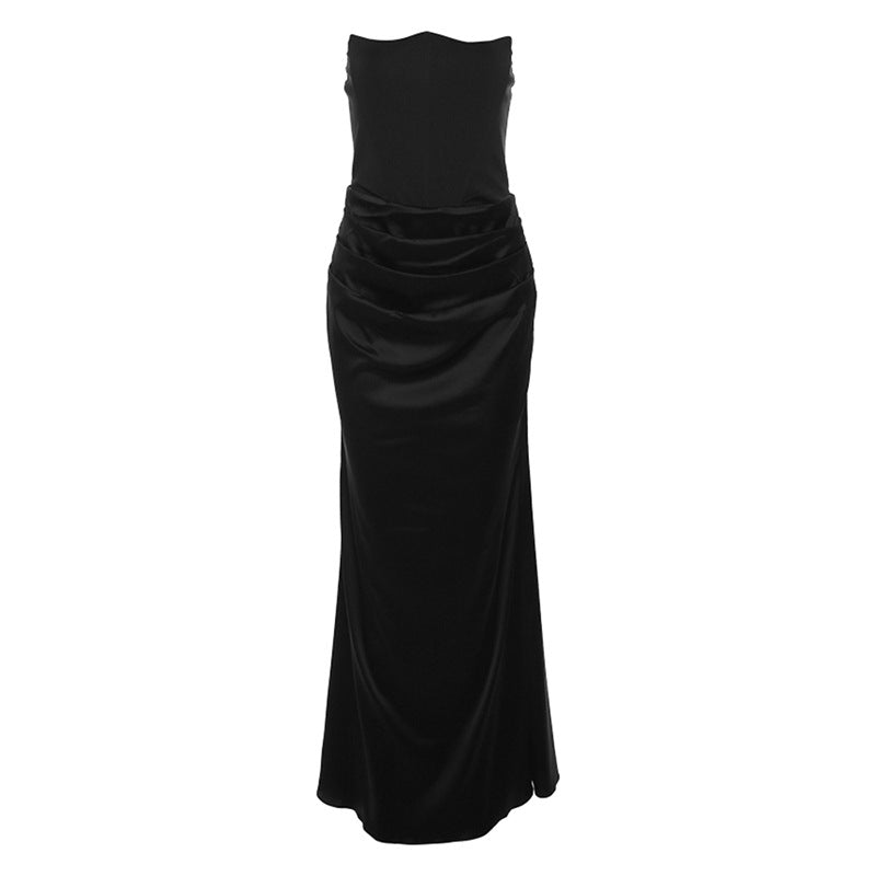 Autumn And Winter Women 's Fashion Strapless Sexy Low Back Slim Evening Dress For Women 7
