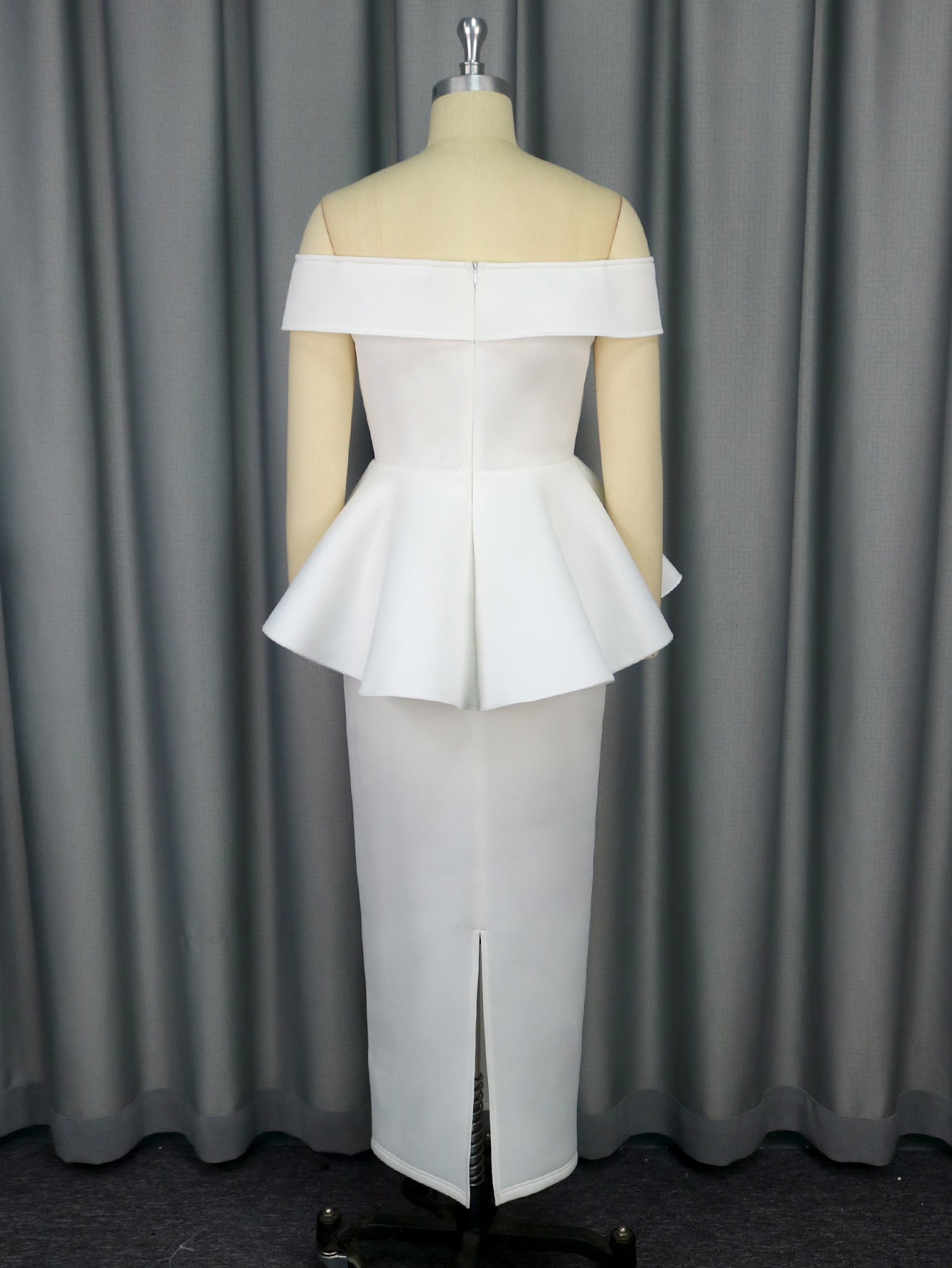 White Strapless Ruffle Bridesmaid Dress 9