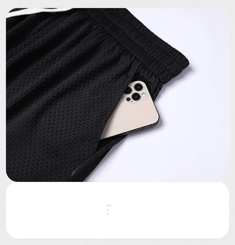 Summer men's Turndown Collar short-sleeved top and shorts two-piece set 23