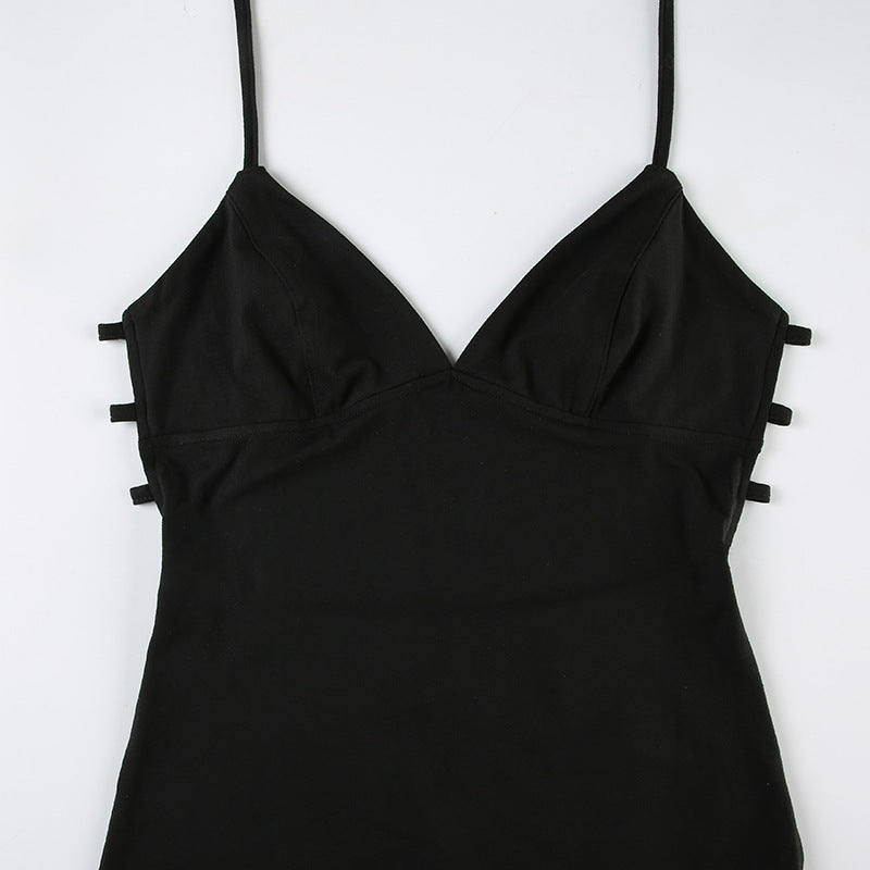 Women V-Neck Elegant Party Suspender Sexy Slit Maxi Dress 12