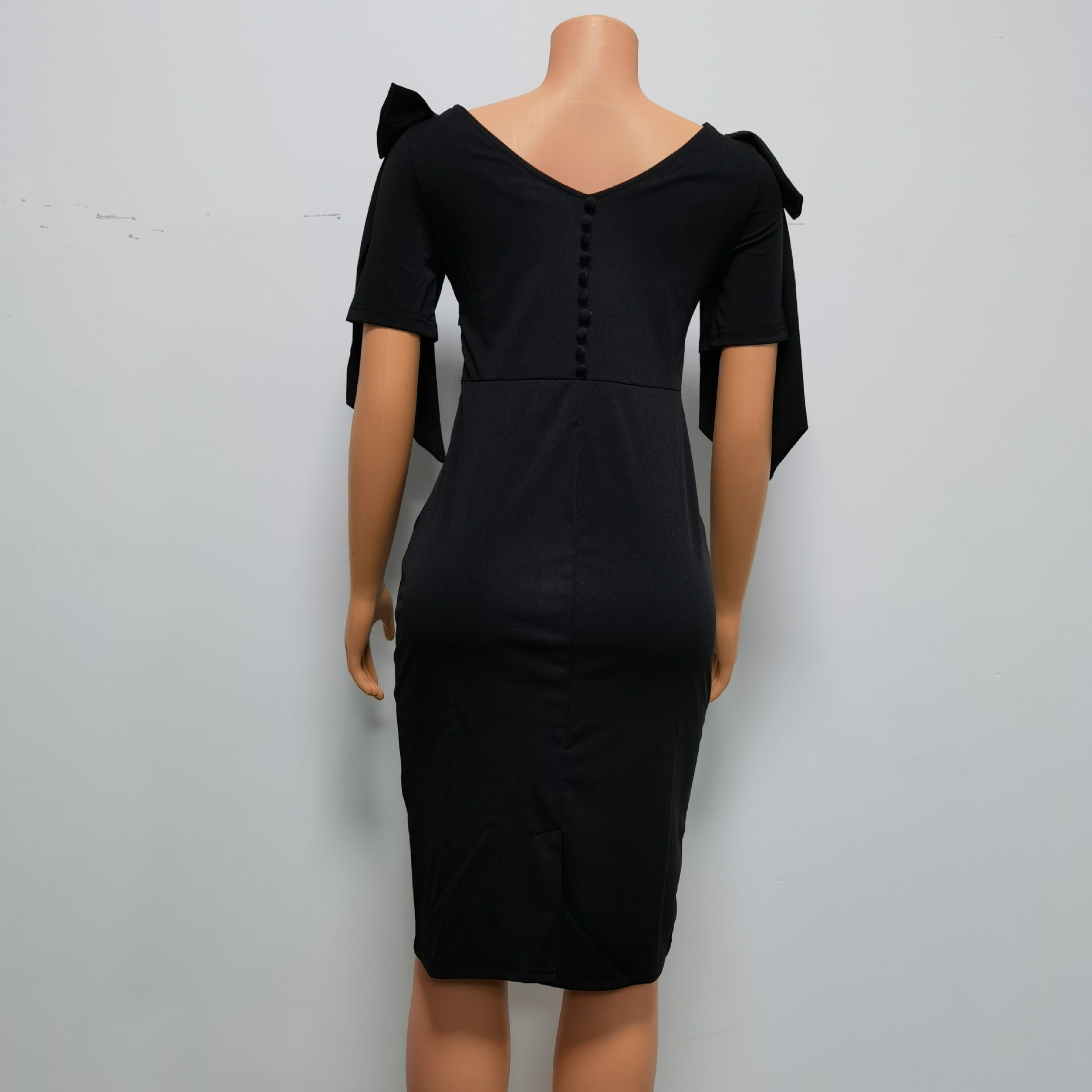 Summer African Women Bow Knot Short Sleeve Bodycon Dress 10