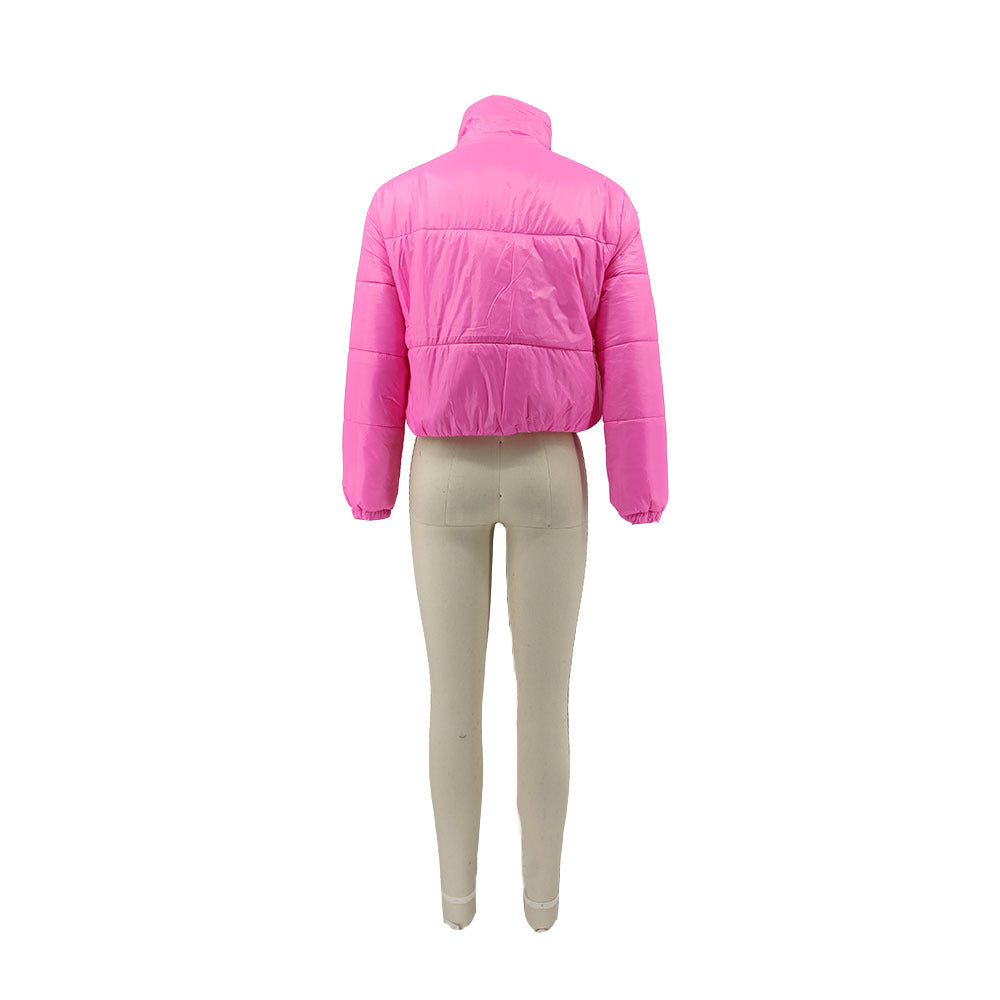 Women Solid Zipper Warm Padding Jacket 14