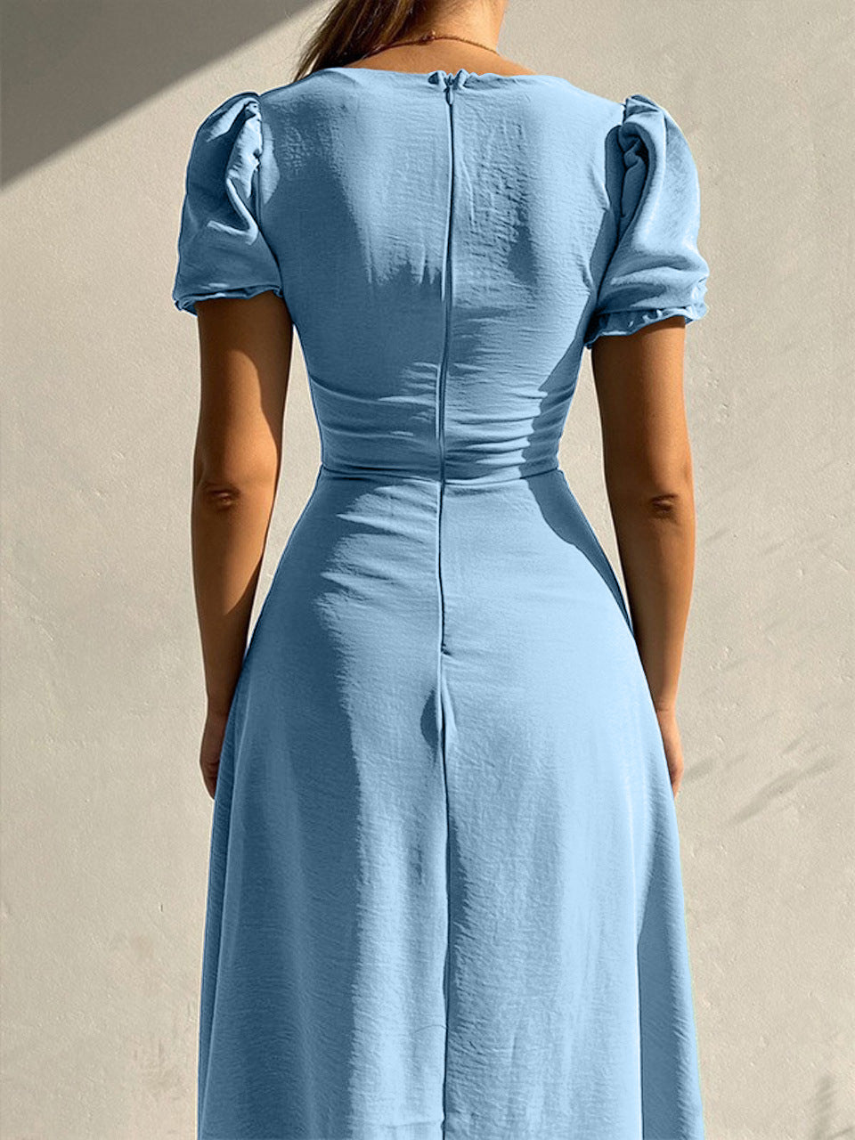 Women's Spring/Summer Chic V-Neck Single Breasted Midi Dress 19