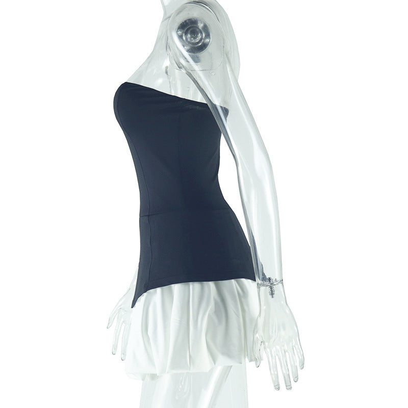 Women Solid Sexy Sleeveless Backless Casual Patchwork Dress 6