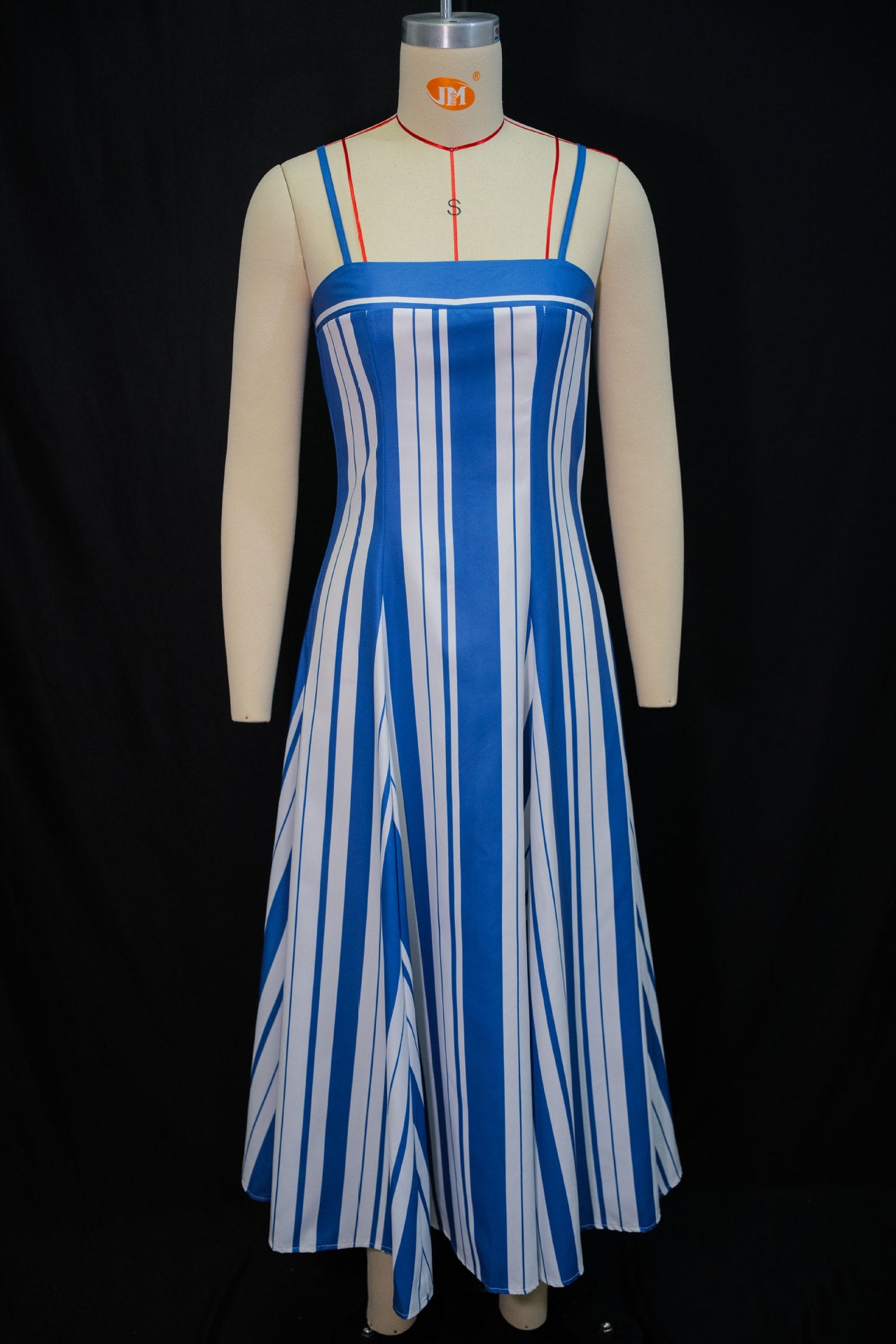 Women's Autumn Fashion Elegant Strap Striped Flared Dress 7