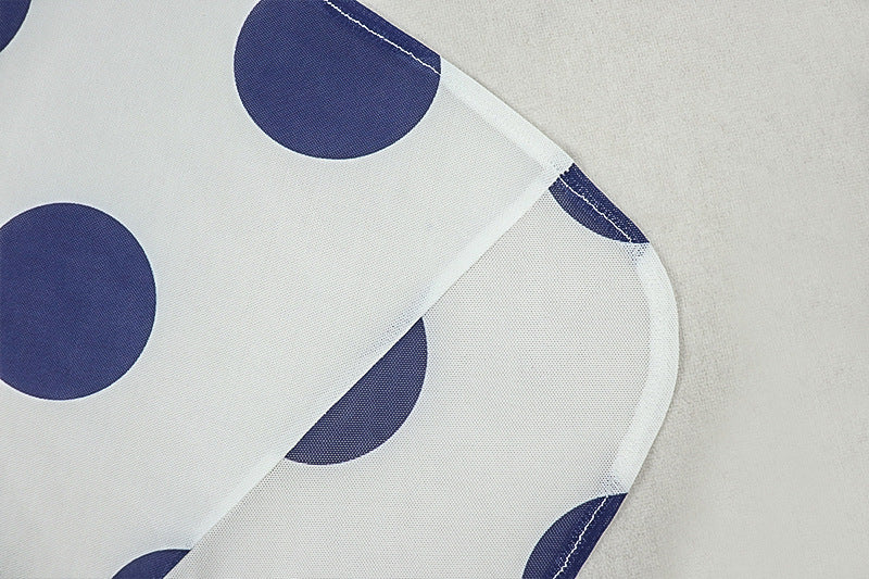 Black White Polka Dot Women's Slit Print Irregular High Neck Tie Low Back Dress 16