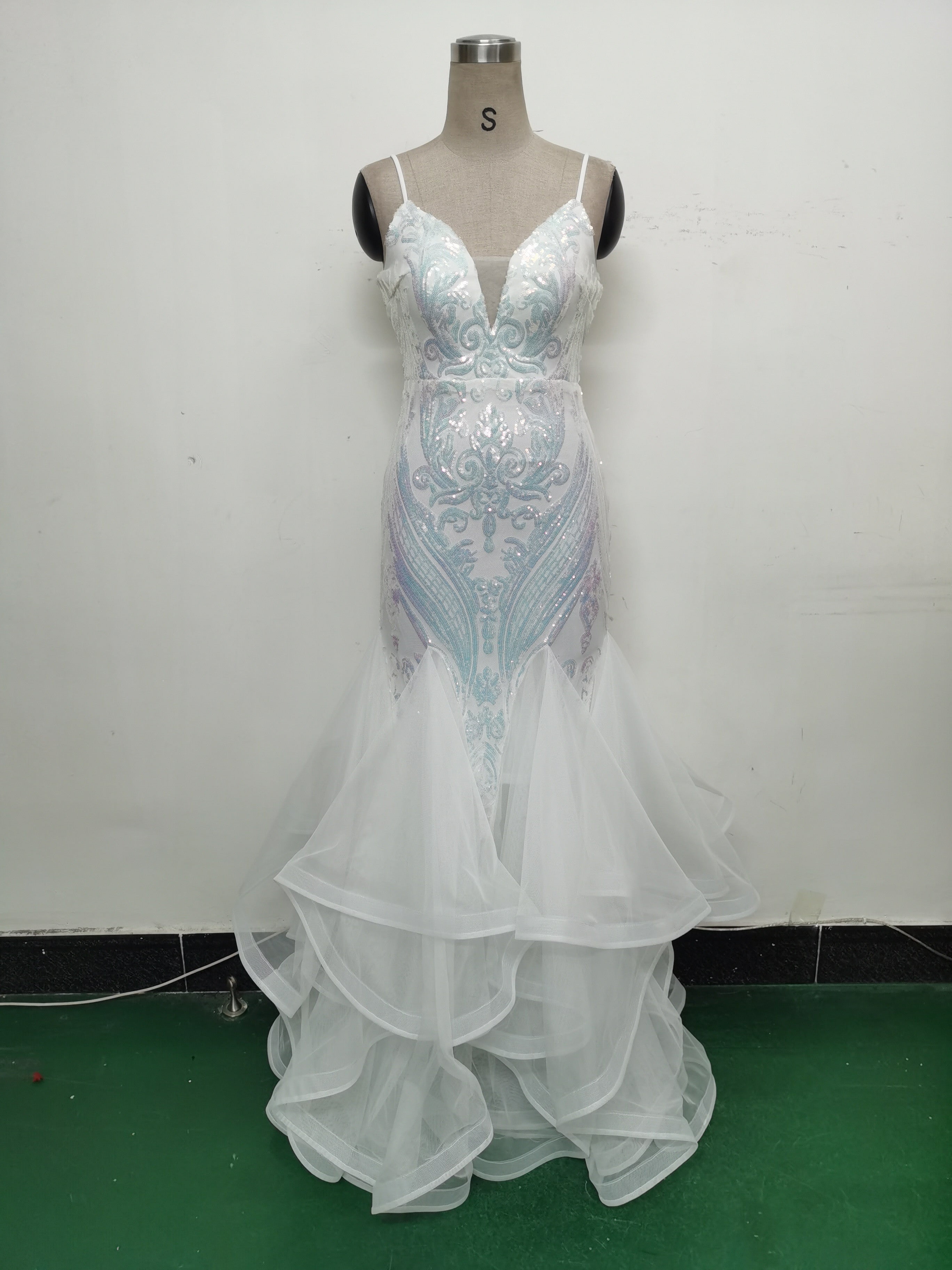 Women Sequin Patchwork Mesh Evening Dress 30