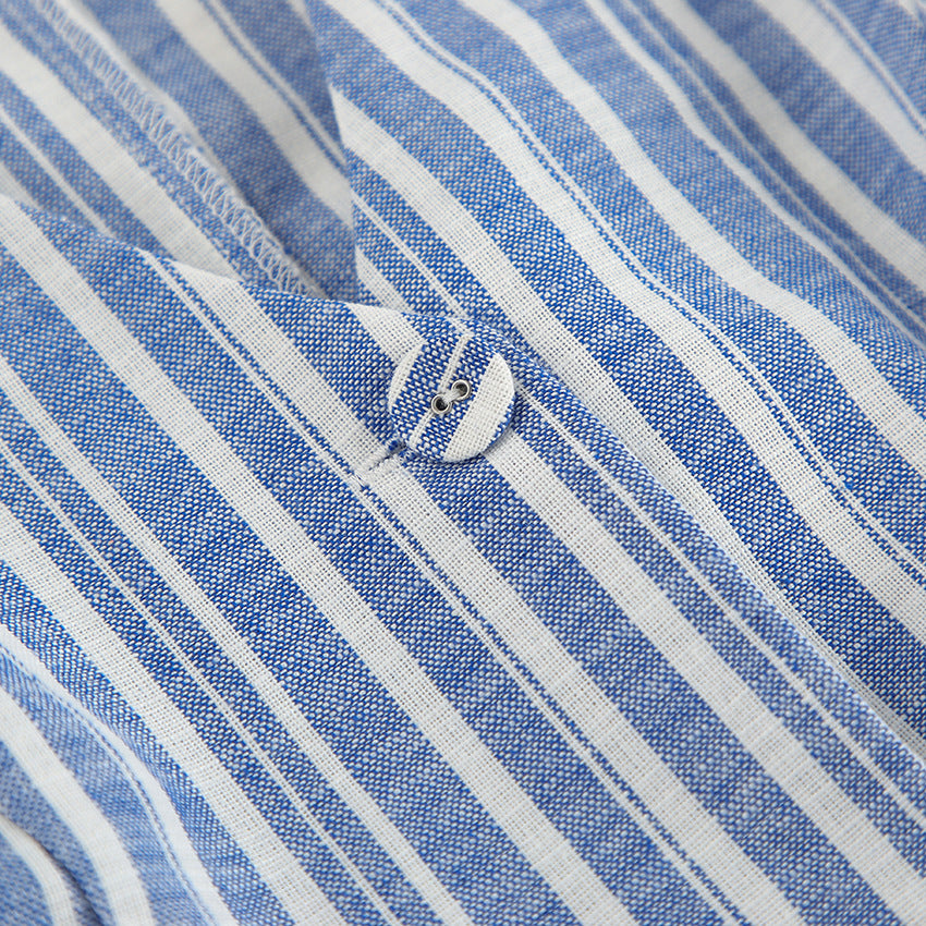 Women Striped V-Neck Sleeveless Top and Skirt Two-Piece 14