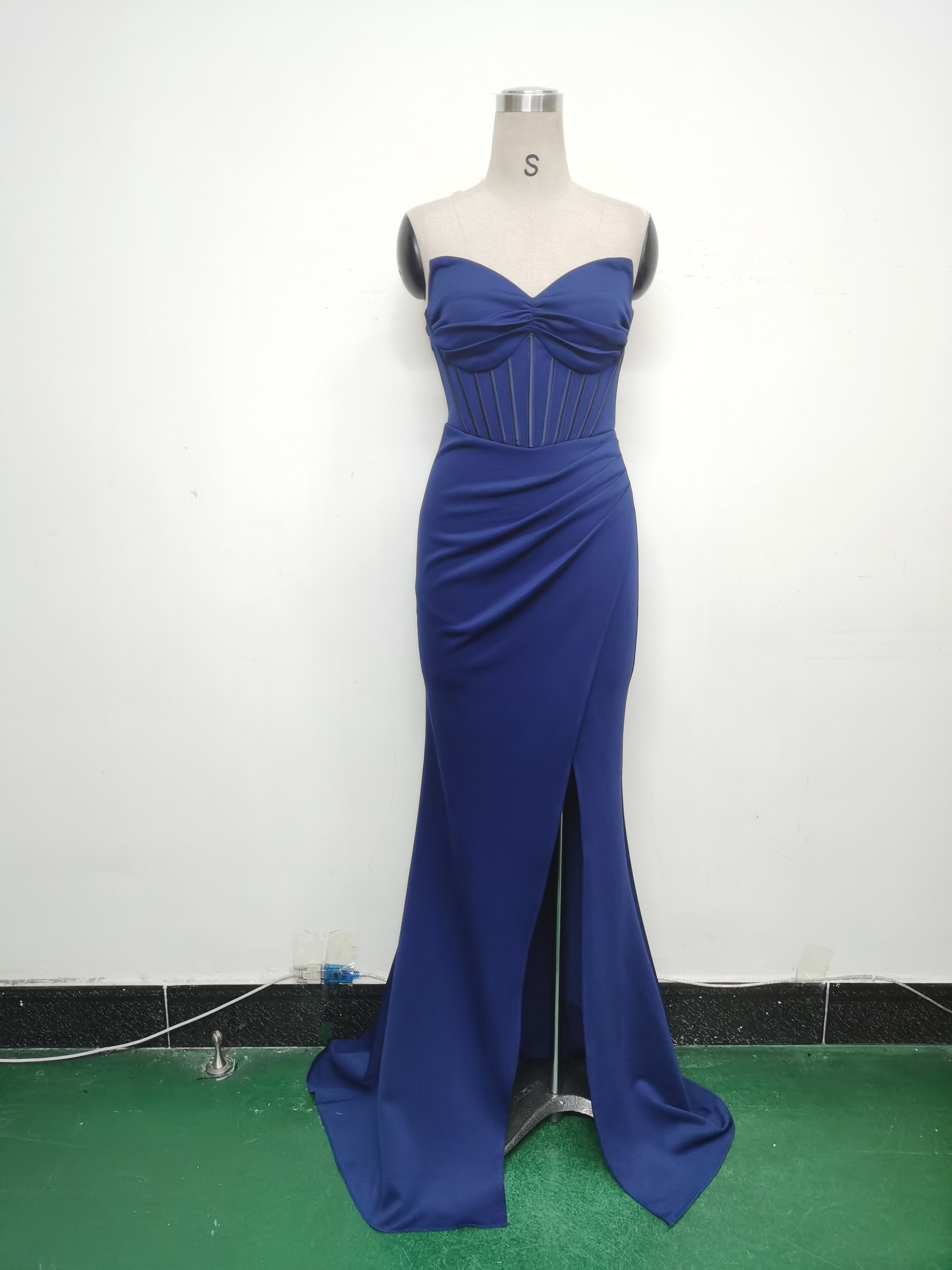 Women Fishbone Vest Off Shoulder Evening Dress 23