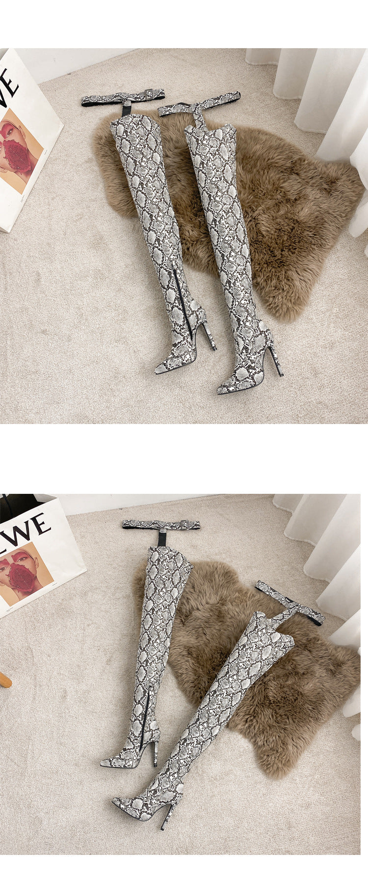 Stiletto Pointed Toe Sexy Over-The-Knee Boots Plus Size High-Heeled Leather Boots 16