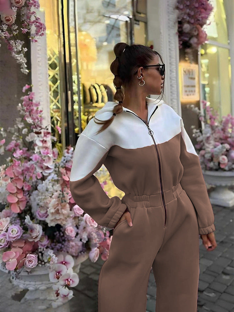 Women Sports Casual Contrast Jumpsuits 10