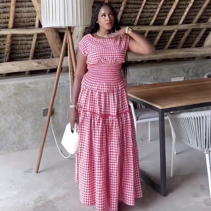 Women Summer Plaid Top and Skirt Two-Piece Set 5