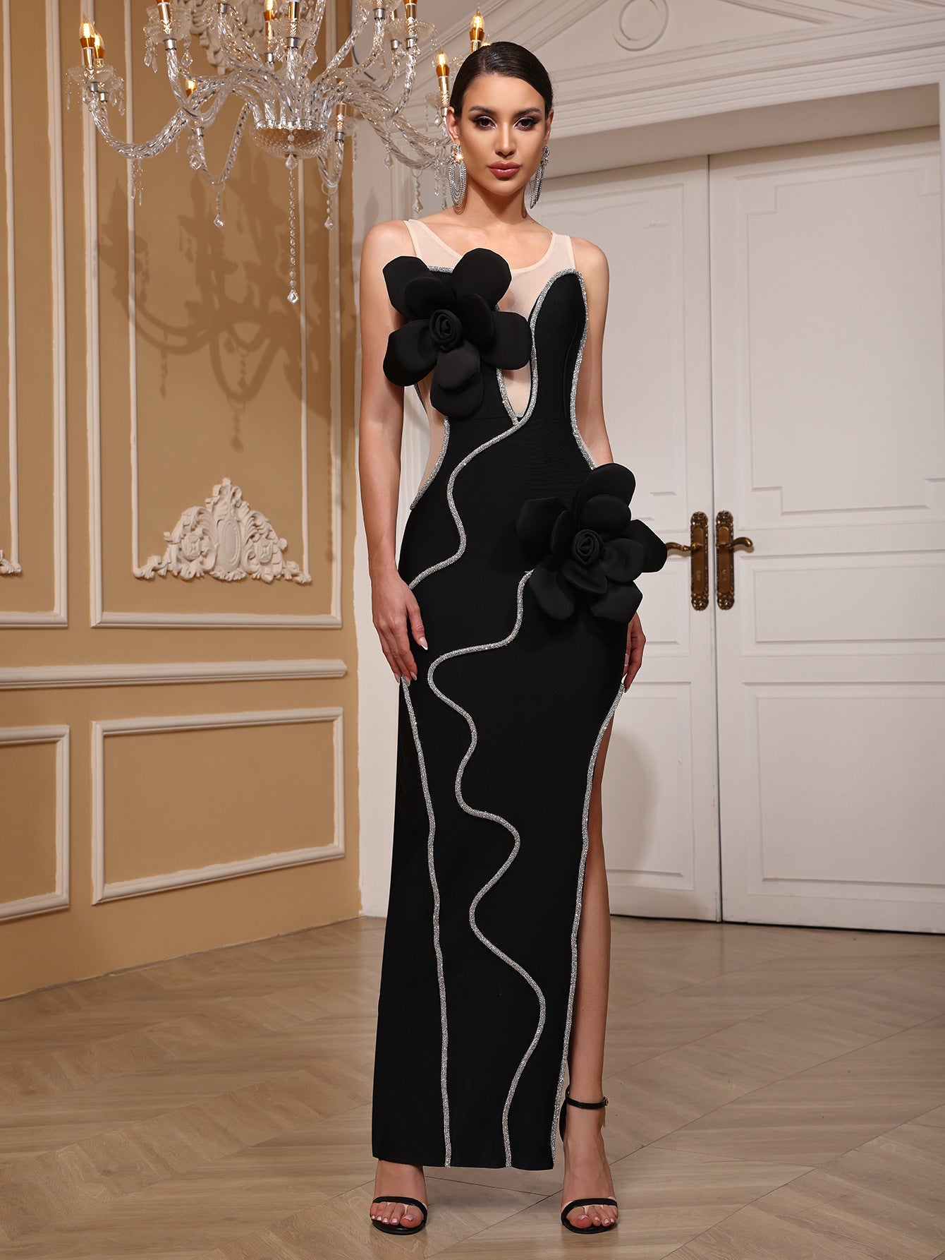 Women beaded sequin bandage dress 3