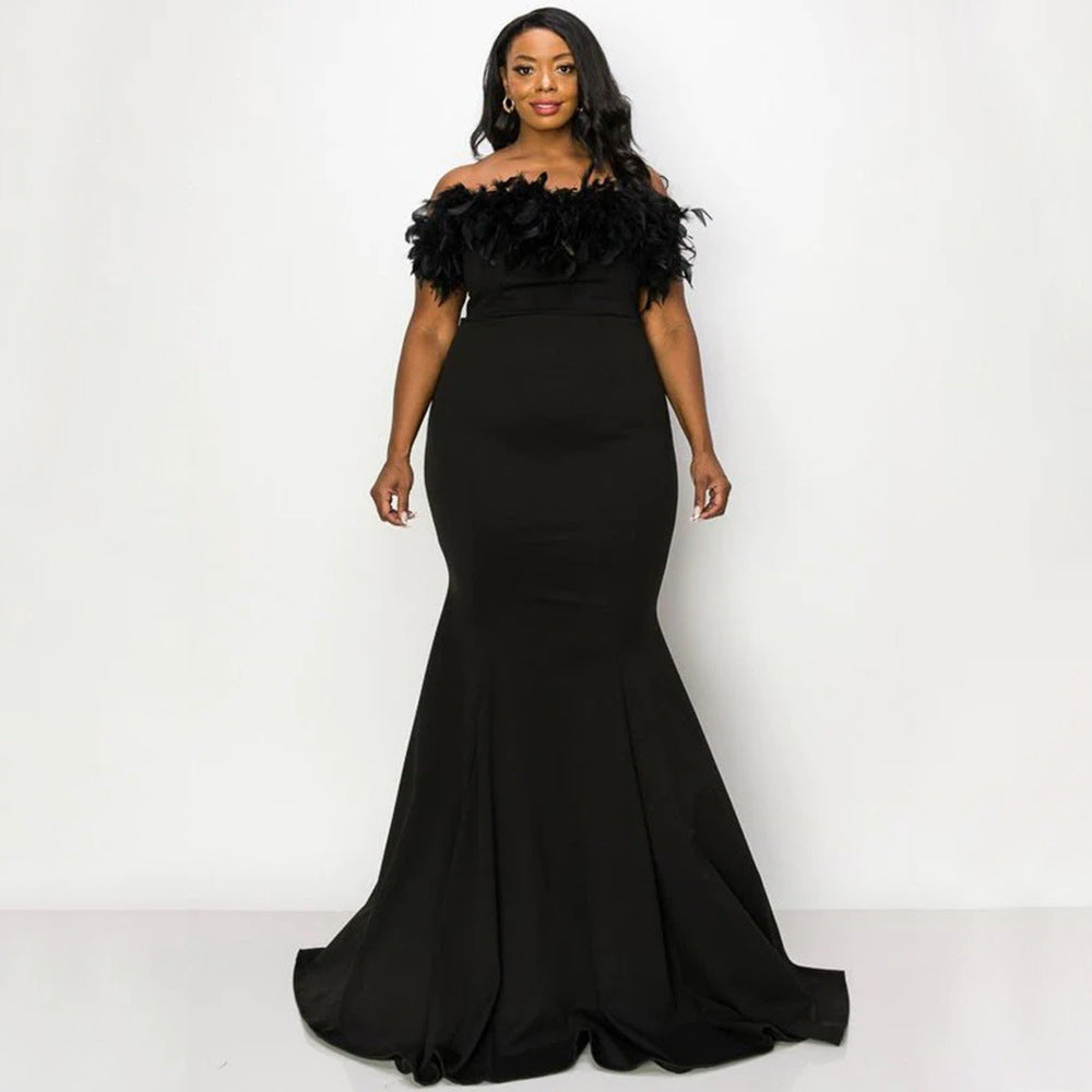 Plus Size Women Off Shoulder Strapless Dress 3