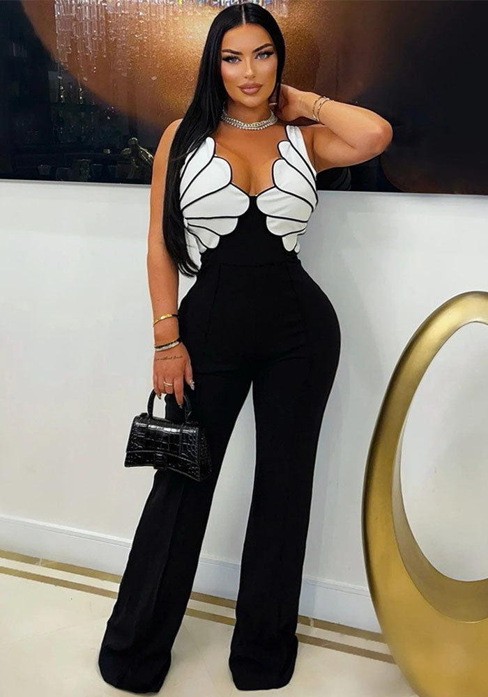Women v-neck sleeveless Jumpsuit
