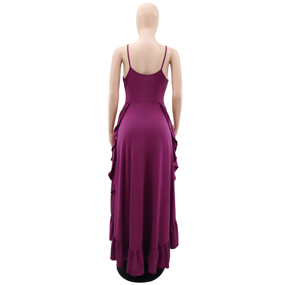Women Sexy Backless Ruffled Slip Dress 15