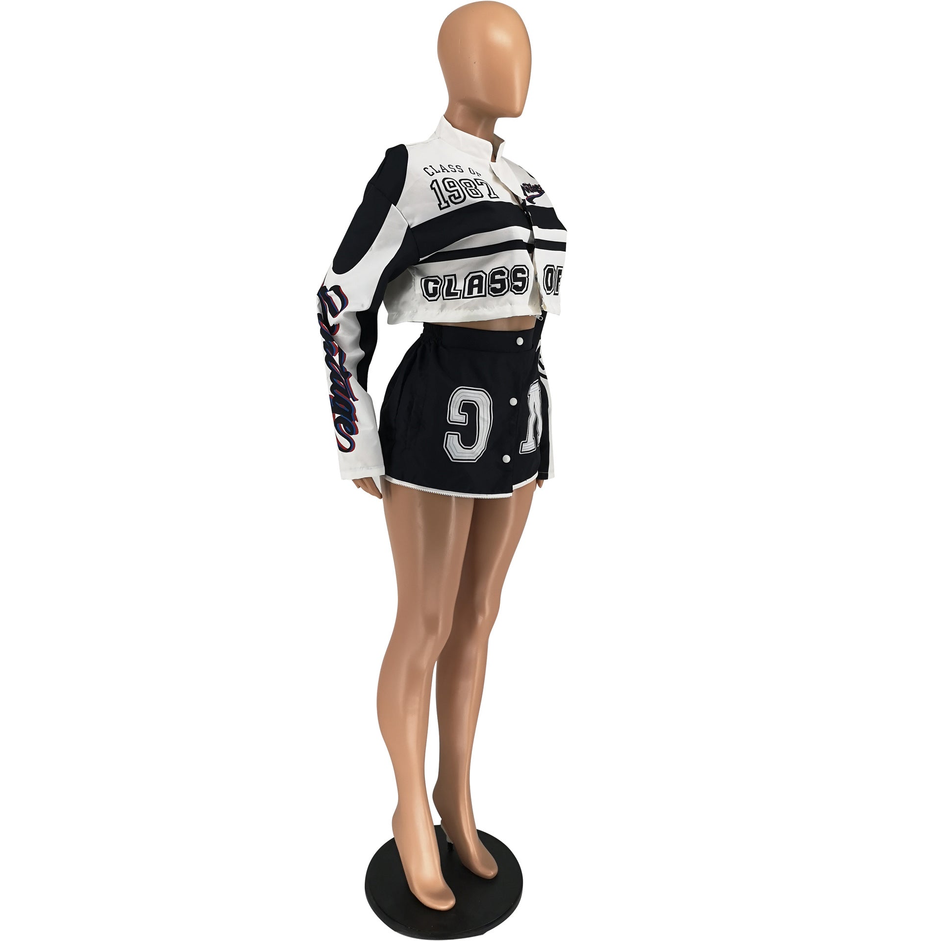 Women's Autumn And Winter Printed Sports Long Sleeve Two-Piece Skirt Set 13