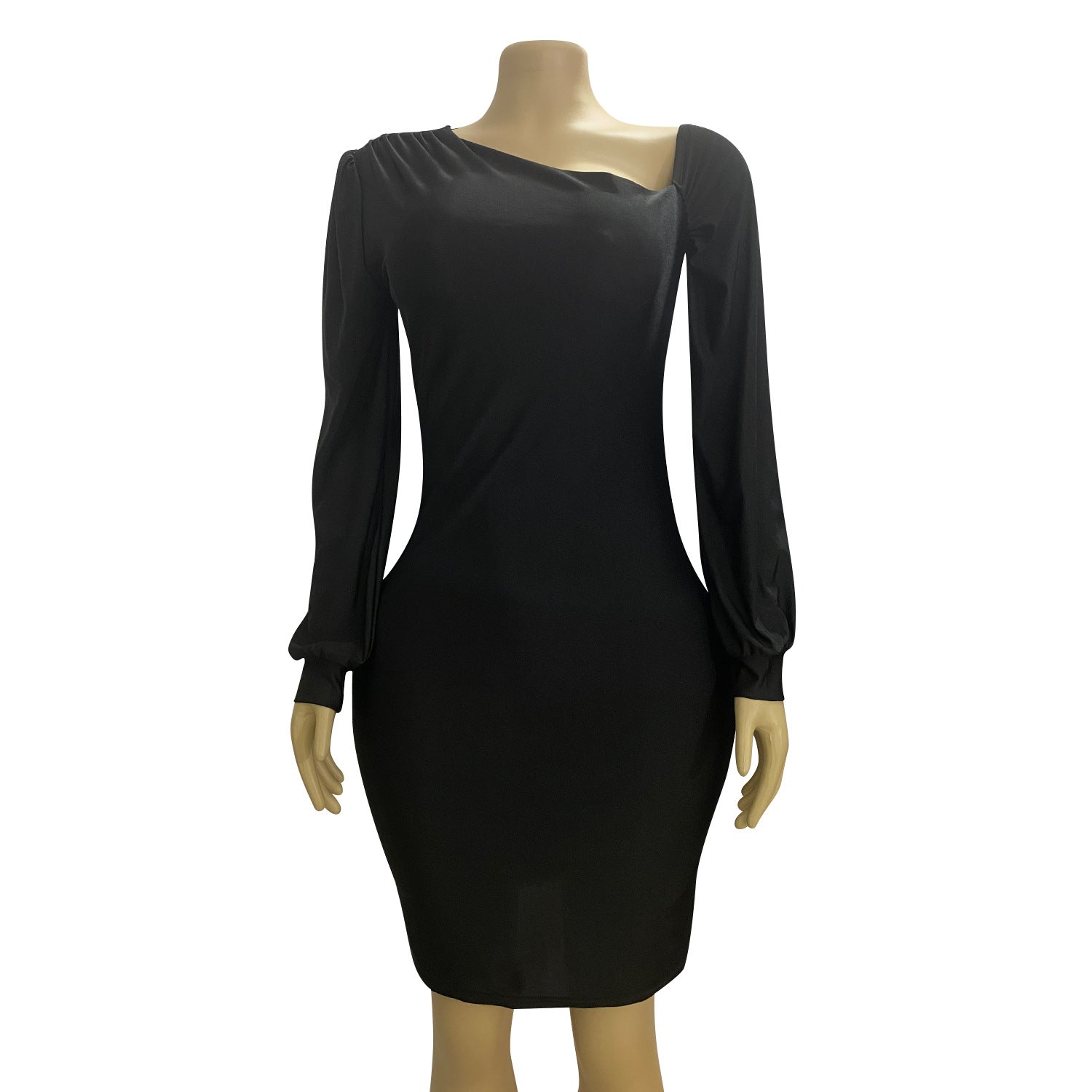 Women autumn and winter sexy lantern sleeves Slash Shoulder dress 16