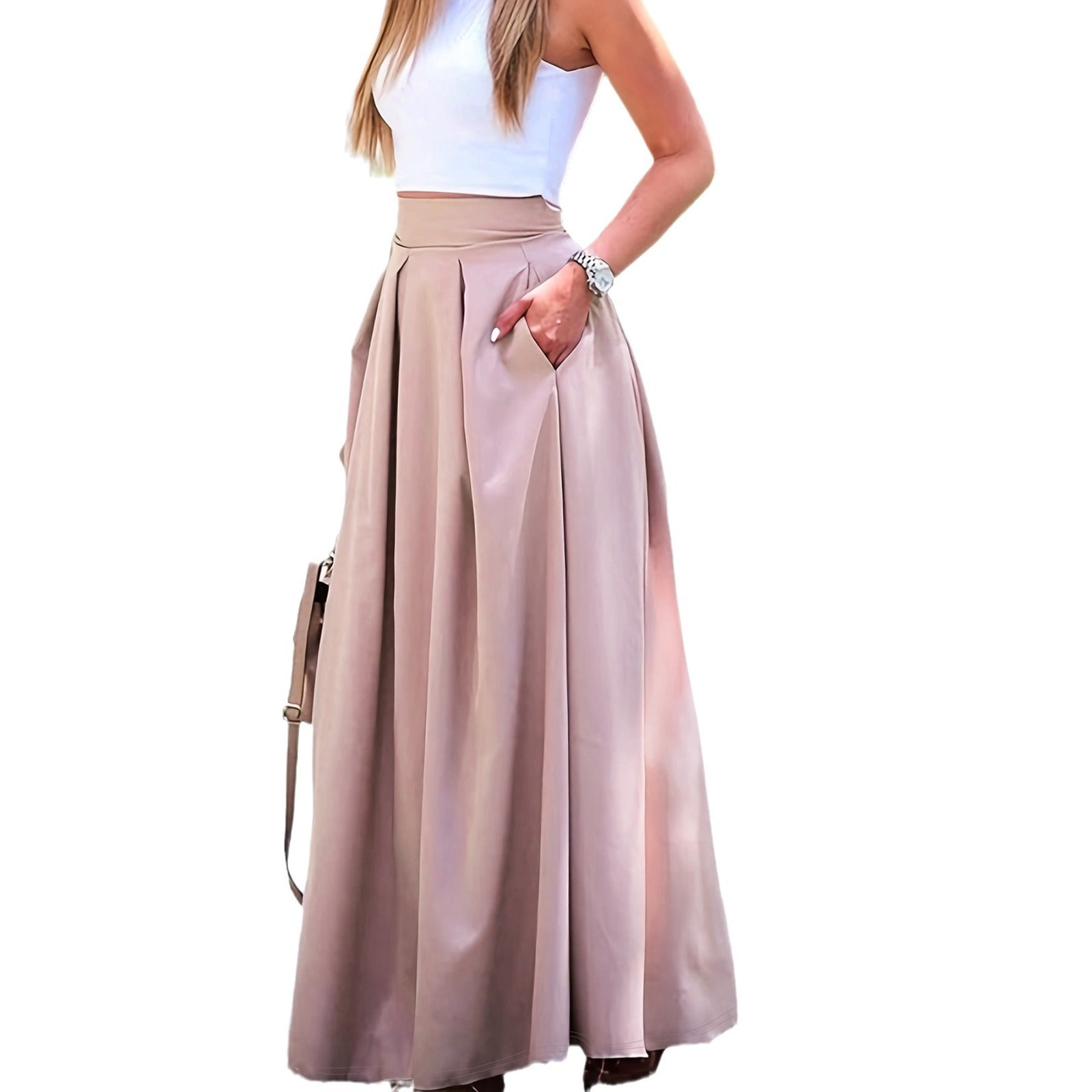 Plus Size Women Solid Casual Loose Skirt 6