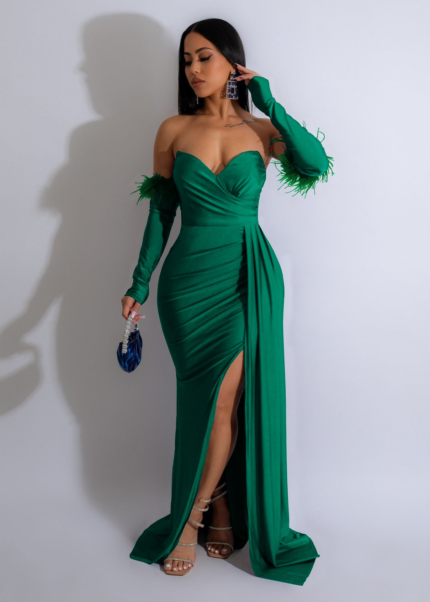 Women's Slit Long Sleeves Evening Dress 3