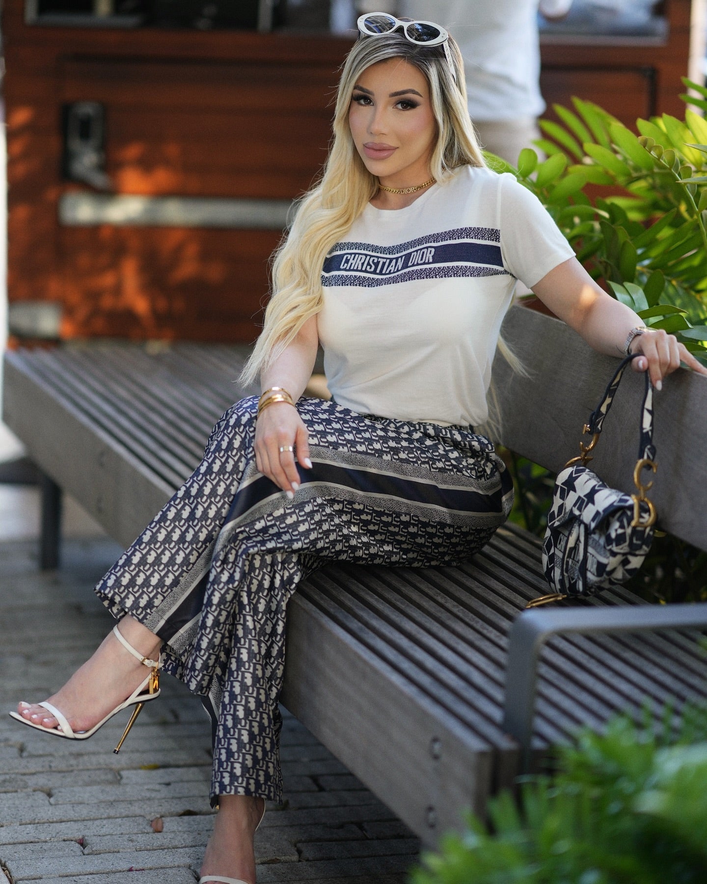 Women's Fashion Chic Elegant Round Neck Short-Sleeve Top Straight Wide-Leg Pants Casual Set 5