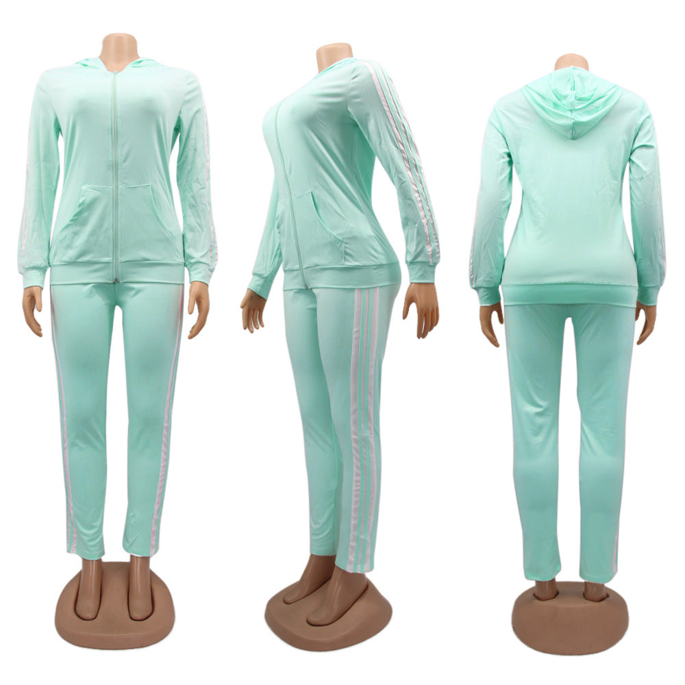 Women Long Sleeve Top Pant Tank Top Casual Sports Three-Piece 8