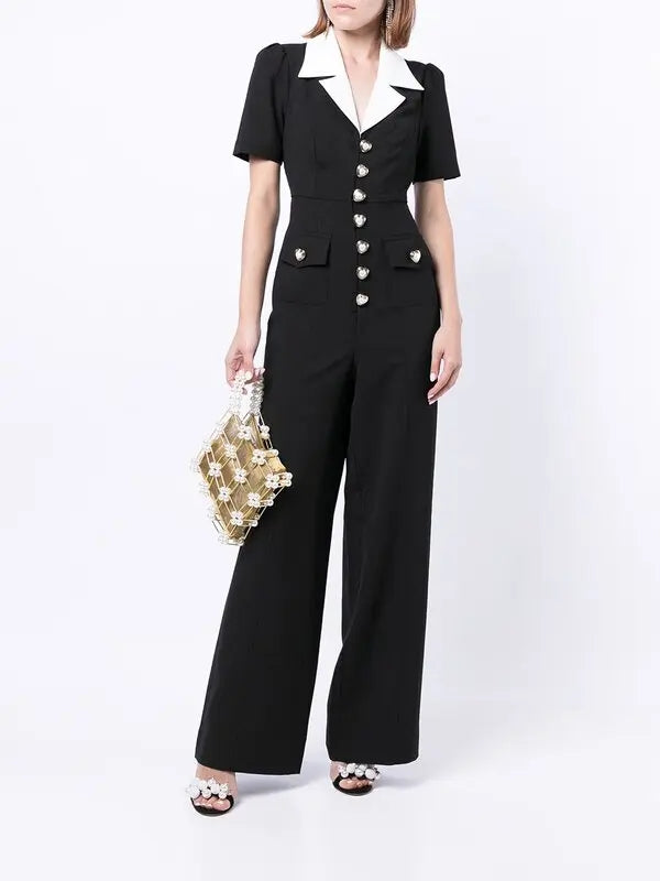 Elegant Career Women Short Sleeve Two Piece Pants Set Office Wear 5