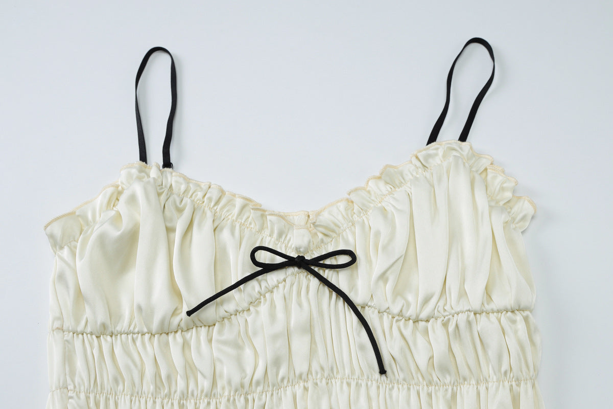 Women Summer V-Neck Solid Camisole and Skirt Two-Piece Set 9