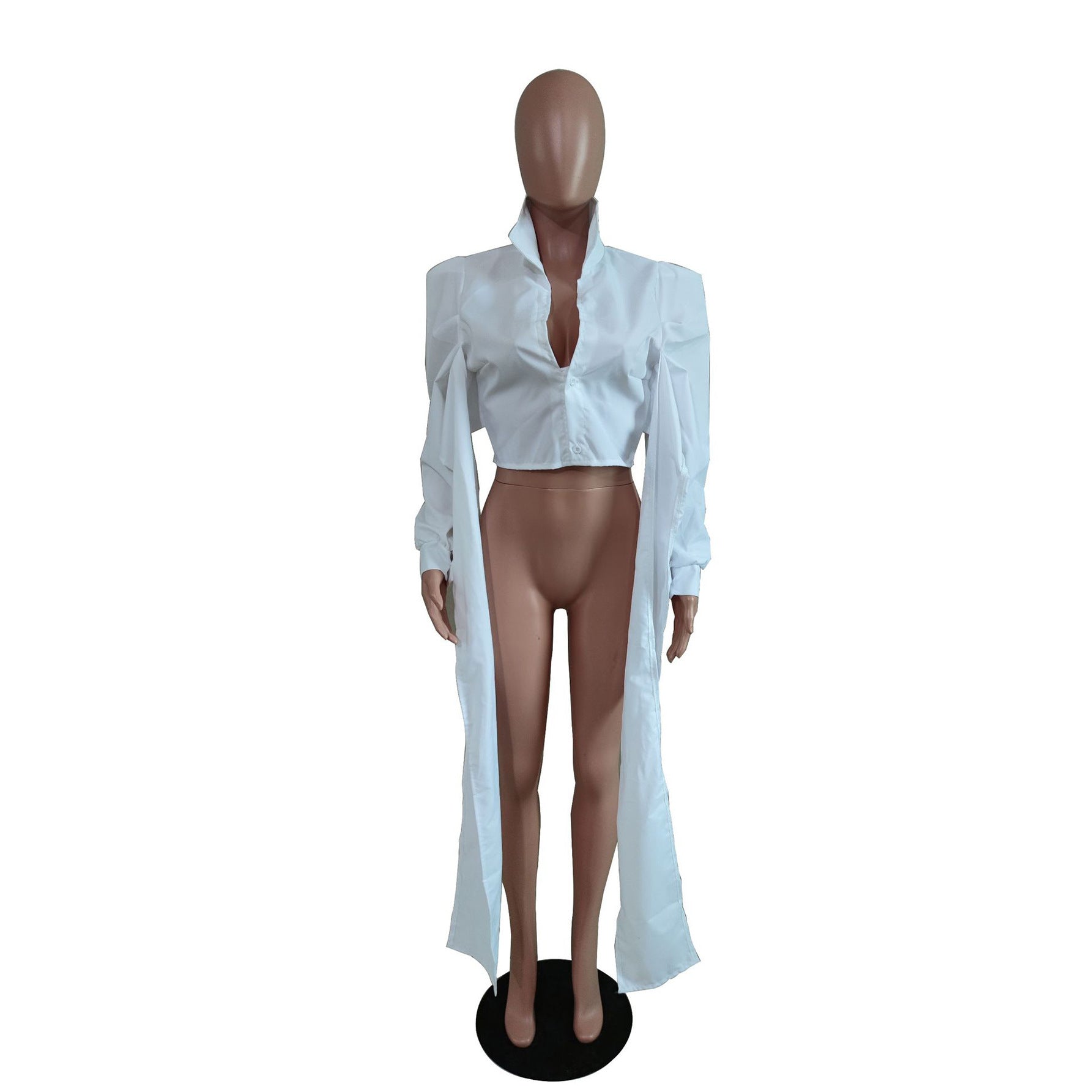 Women's Sexy Lace-Up Padded Shoulder Shirt 12