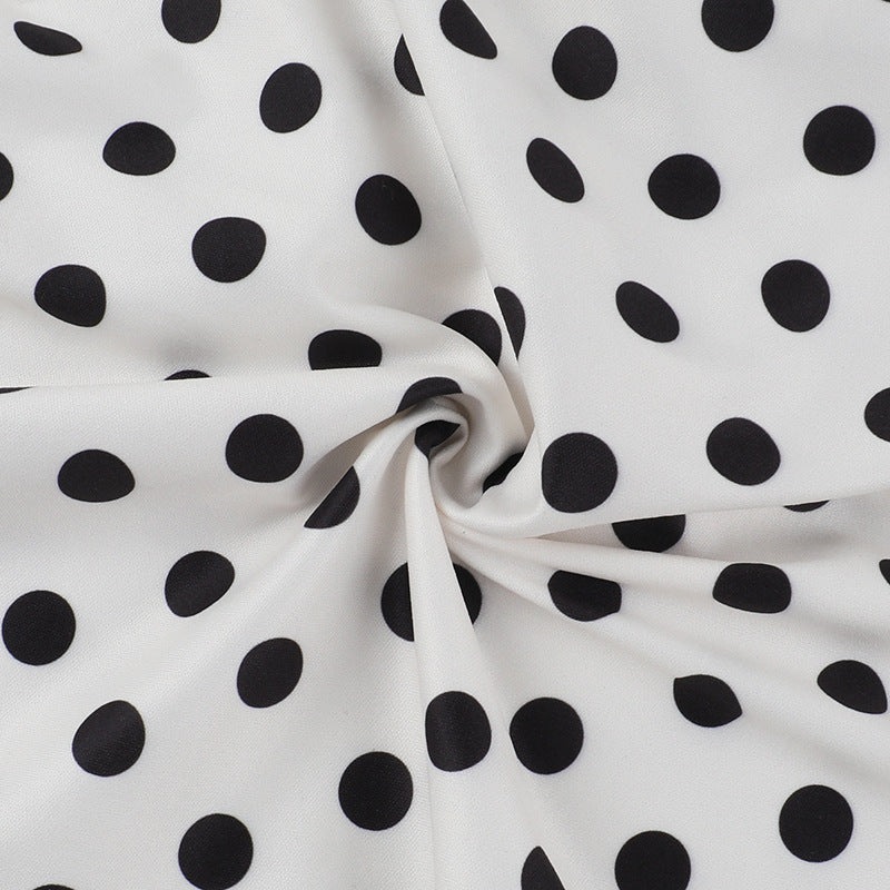 slim waist polka dot pleated Strap long dress 24