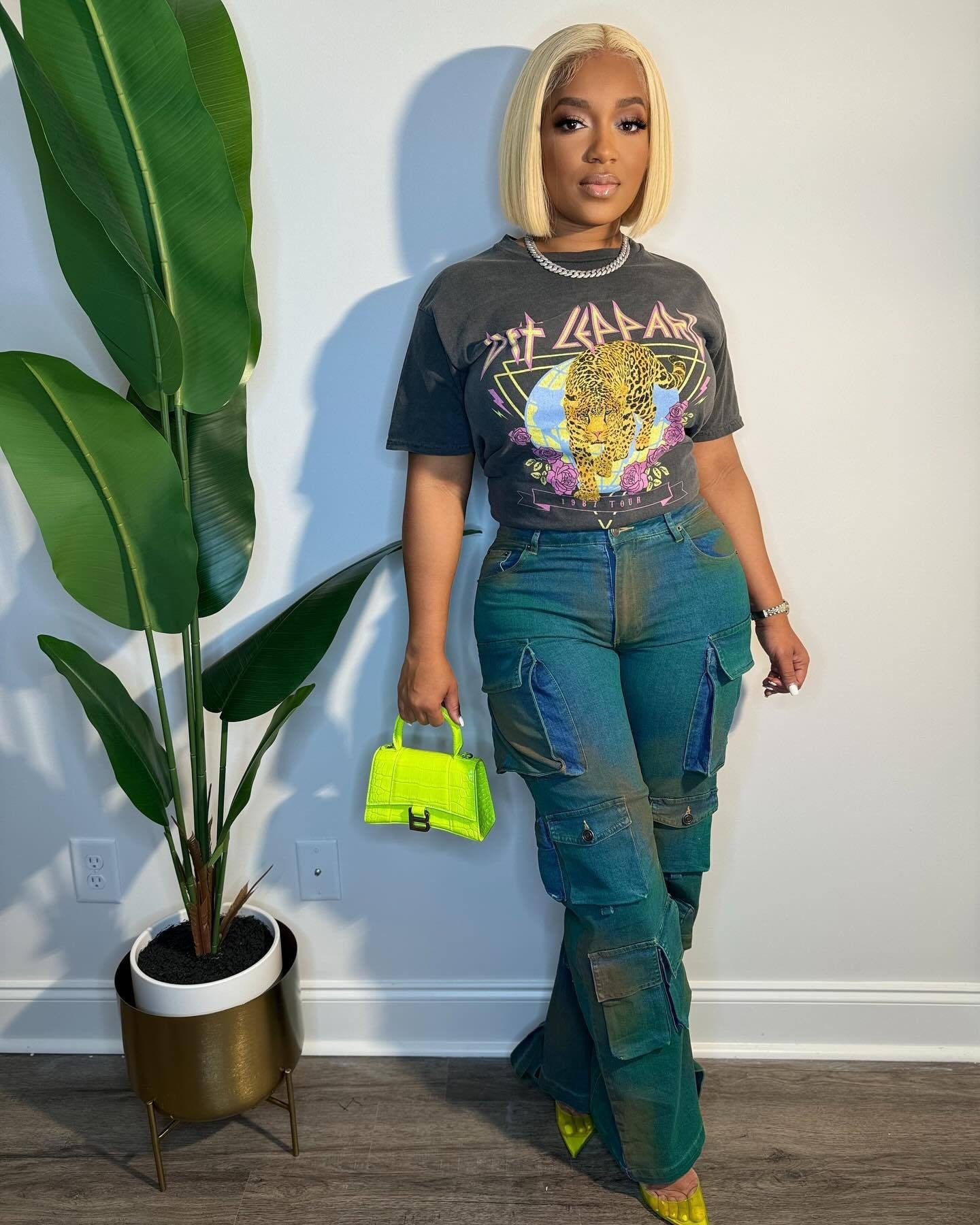 Women street multi-pocket Cargo Denim Pants 7