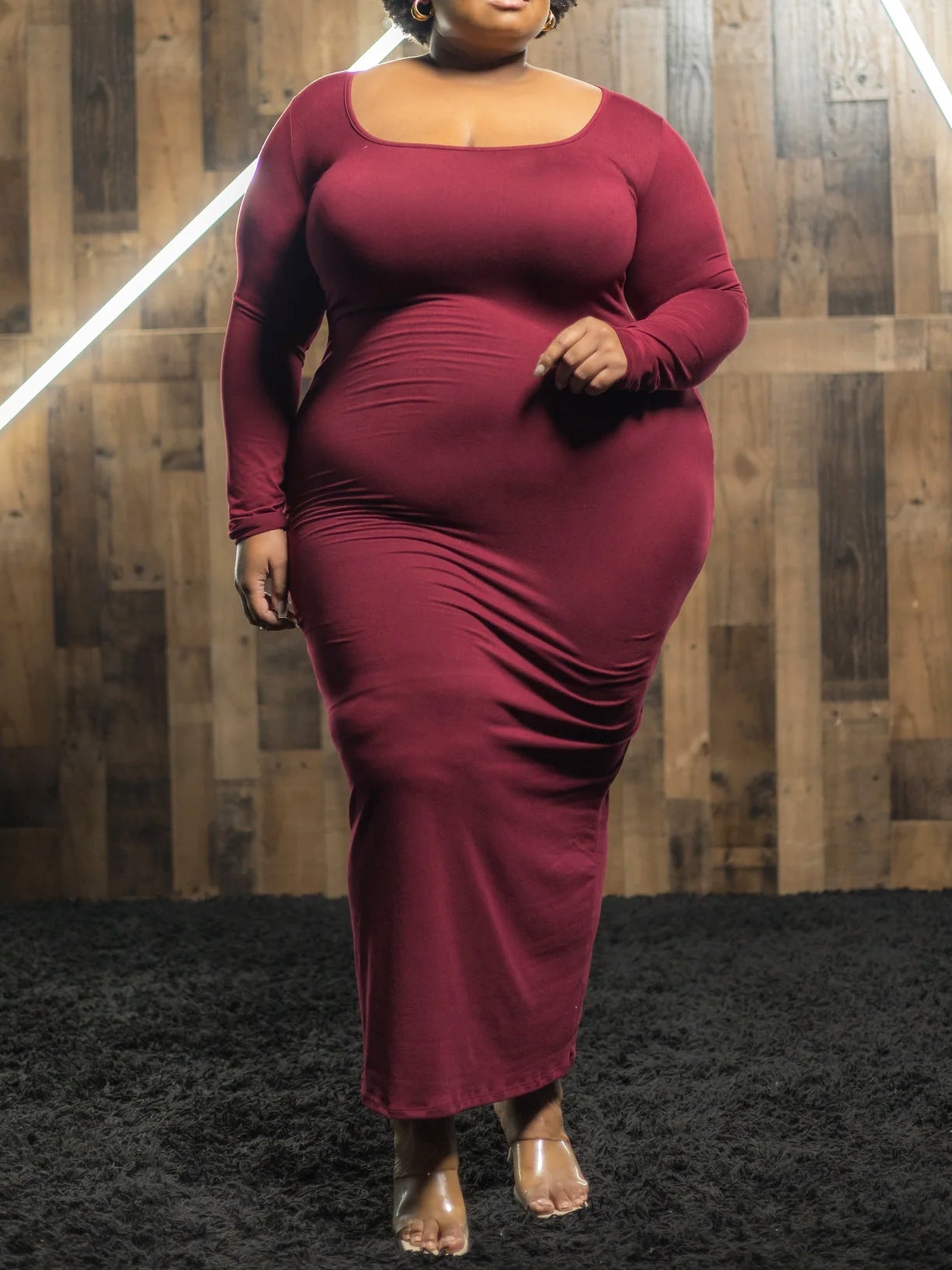 Fashion Slim Round Neck Long Dress 3