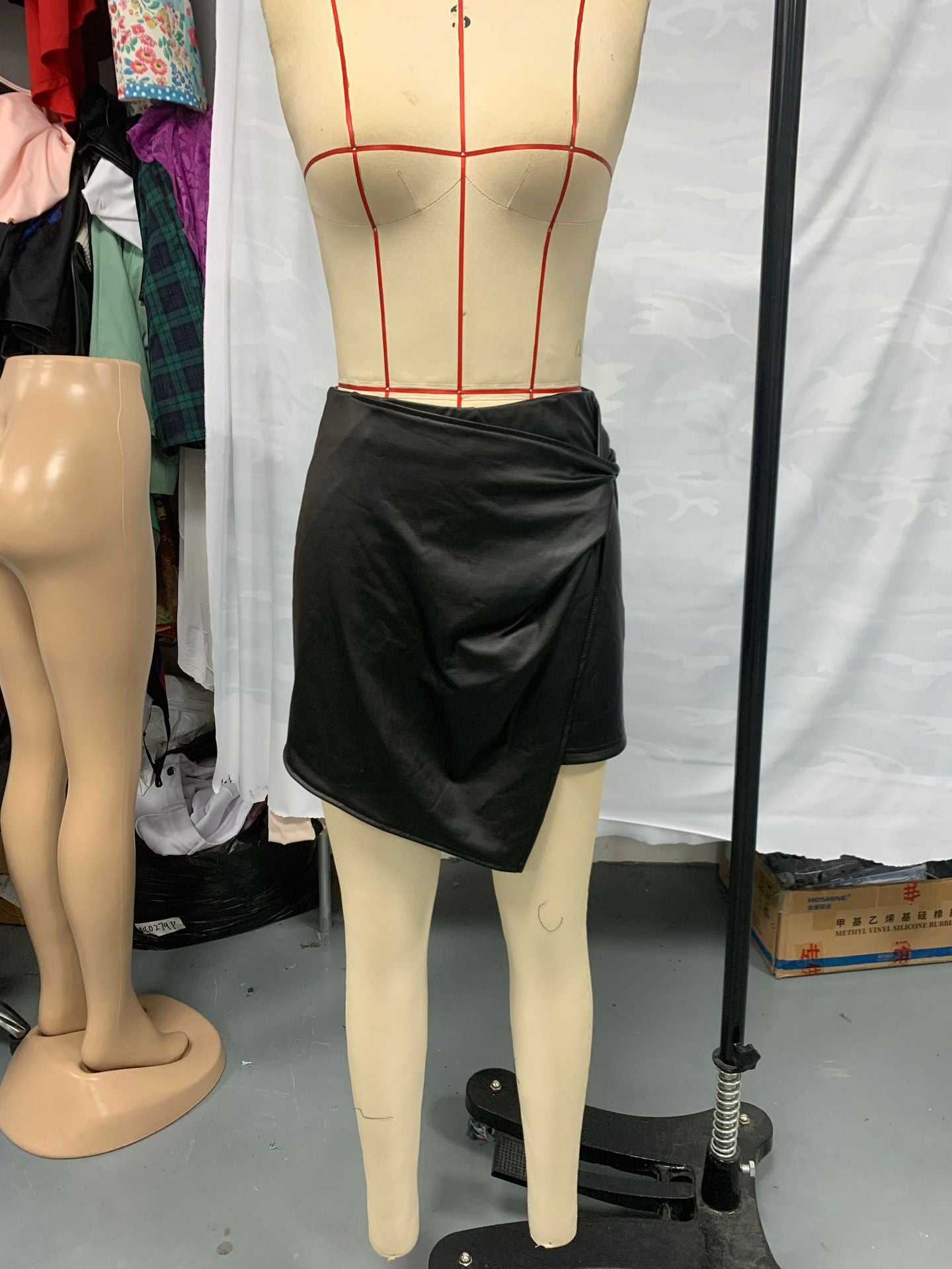 Women Casual Solid Irregular Pu-Leather Skirt 10