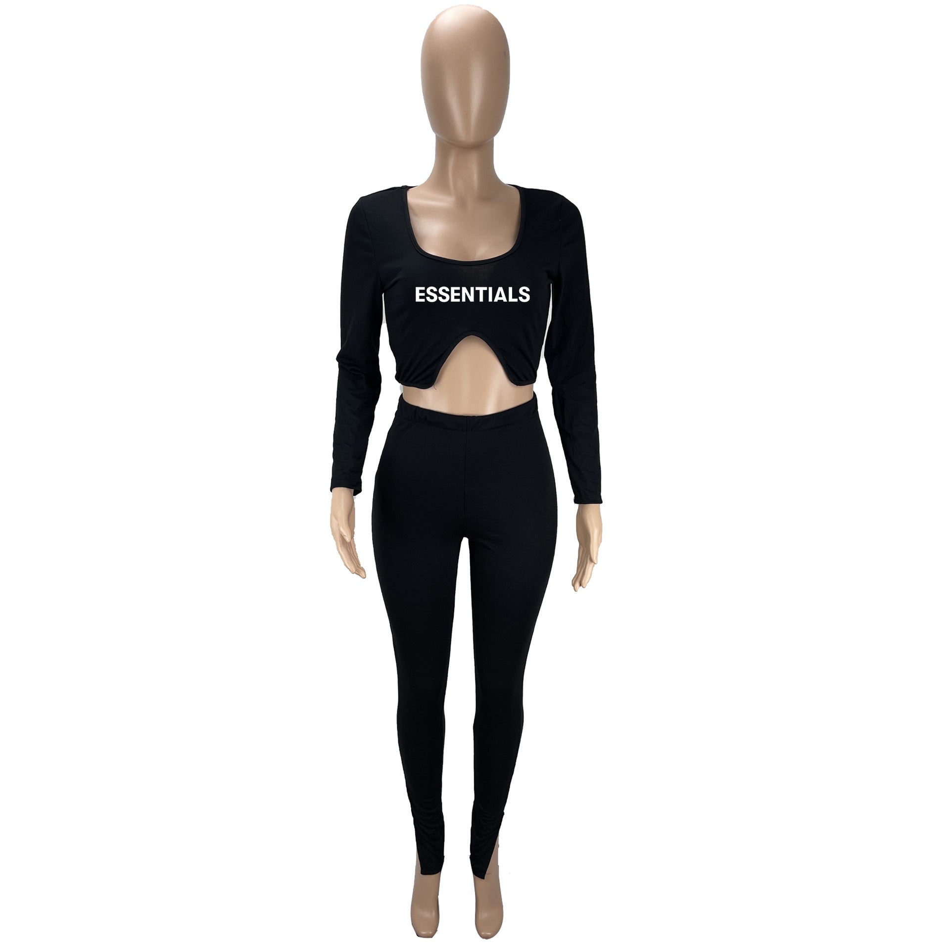 Women Letter Printed Long Sleeve Top and Pant Two-piece Set 8