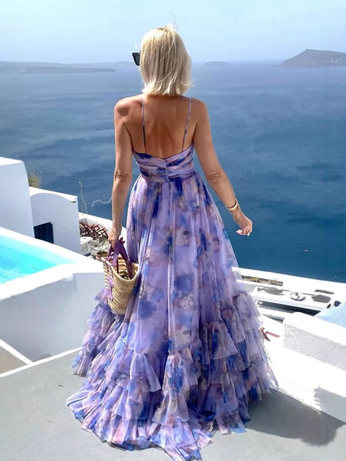 Womenƒ??s Floral Sleeveless Strap Maxi Dress 3