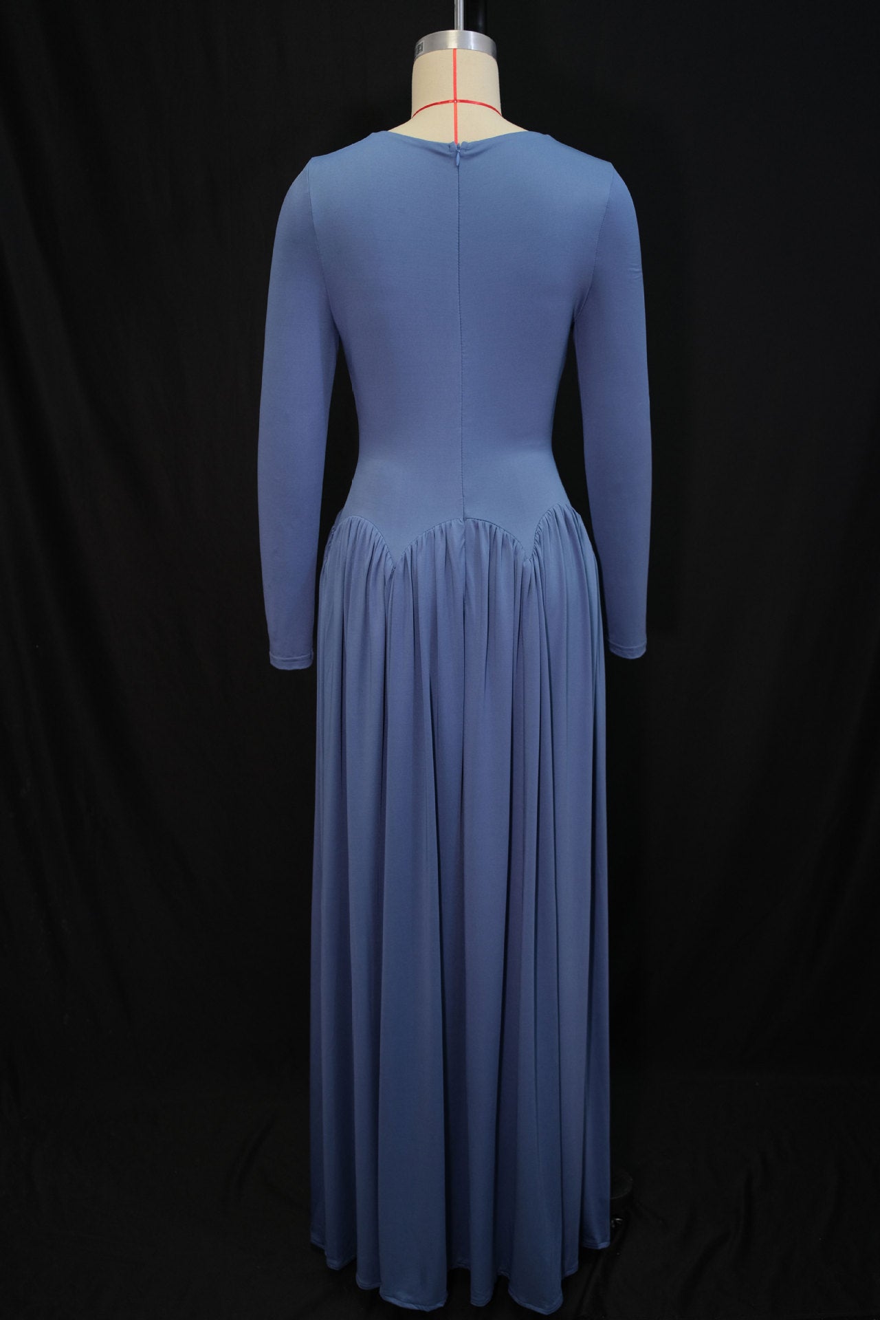 Women's Autumn Fashion Elegant Solid Color Long Sleeve Cut-Out Flared Dress 9