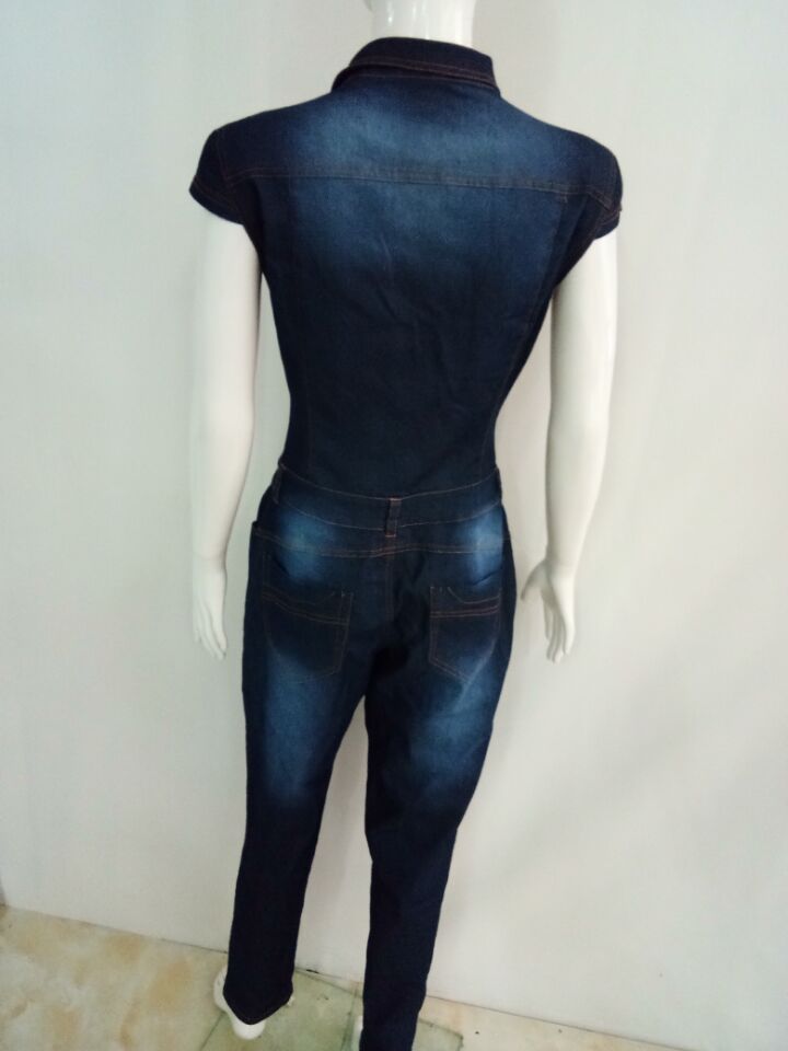 Short Sleeve Slim Fit Denim Jumpsuit 12