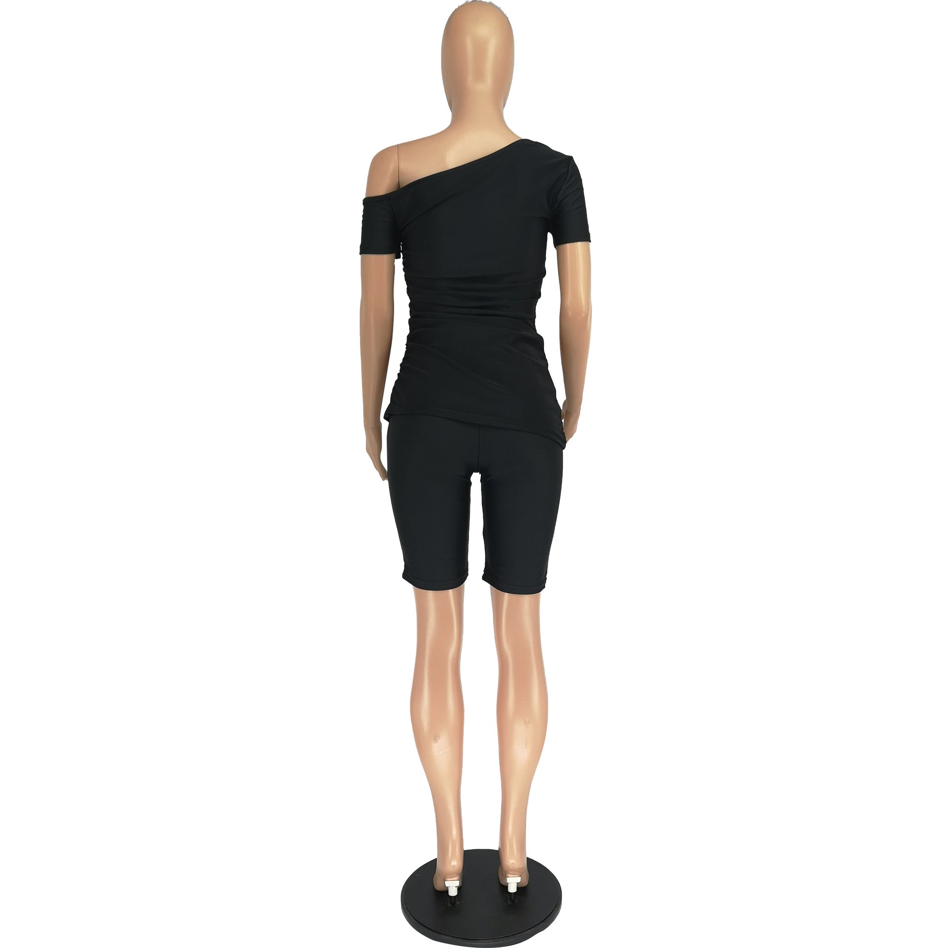 Women's Summer Fashion Slash Shoulder Short Sleeve Sexy Shorts Casual Two Piece Shorts Set 13