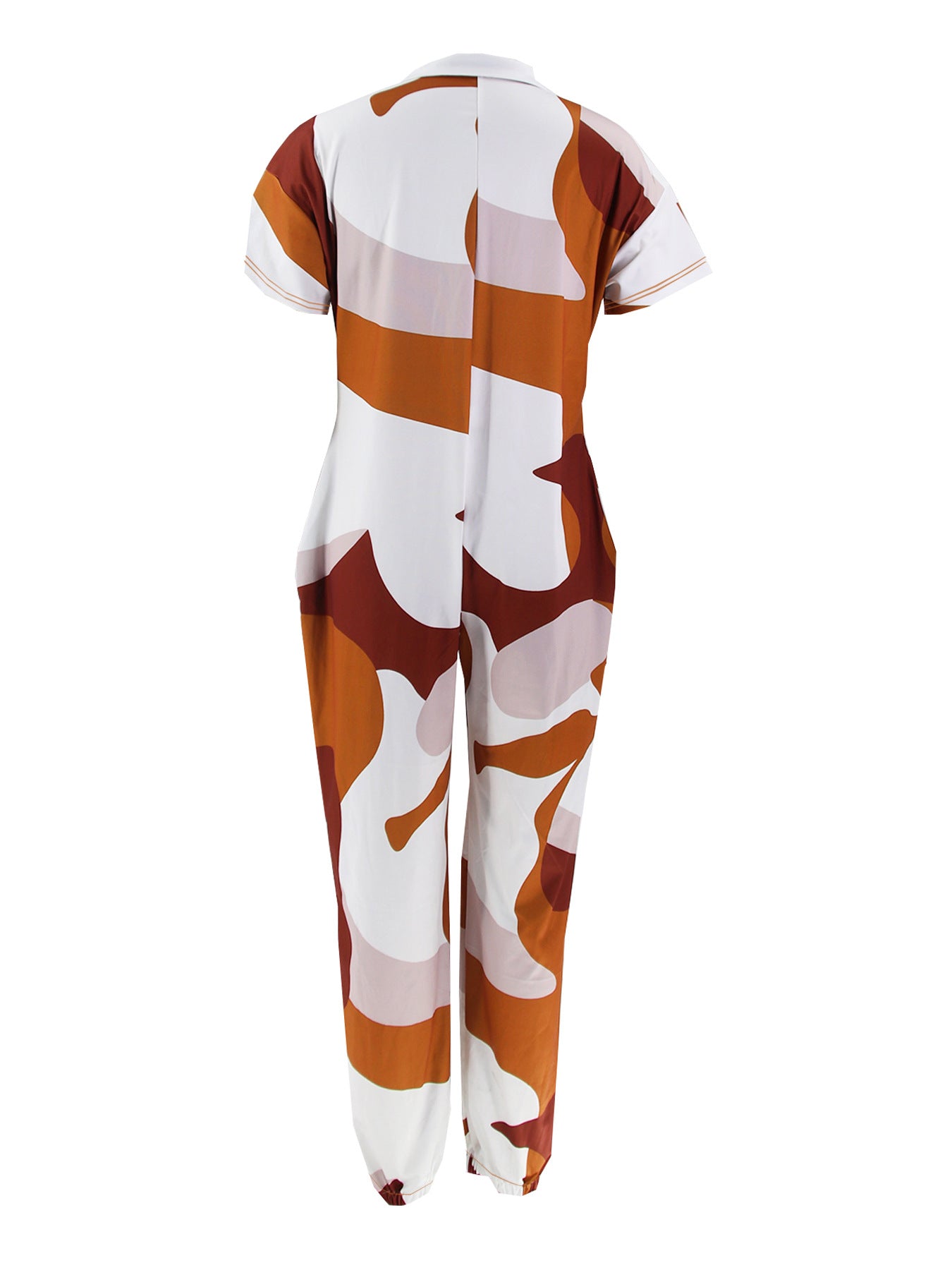 Summer Plus Size Turndown Collar Loose One-Piece Irregular Print Sexy Jumpsuit 7