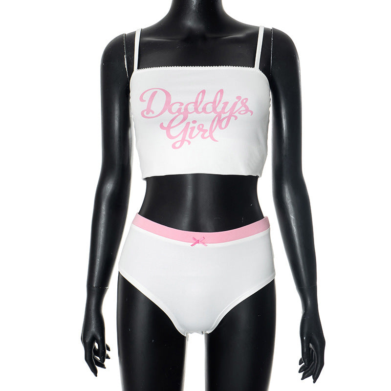 American Letter Printed Casual Top for Women Summer Suspender Two-Piece Set 6