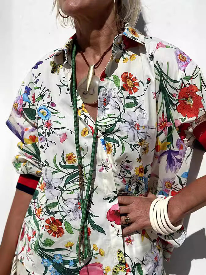 Spring/Summer Women's Printed Casual Shirt & Pants Two-Piece Set 7