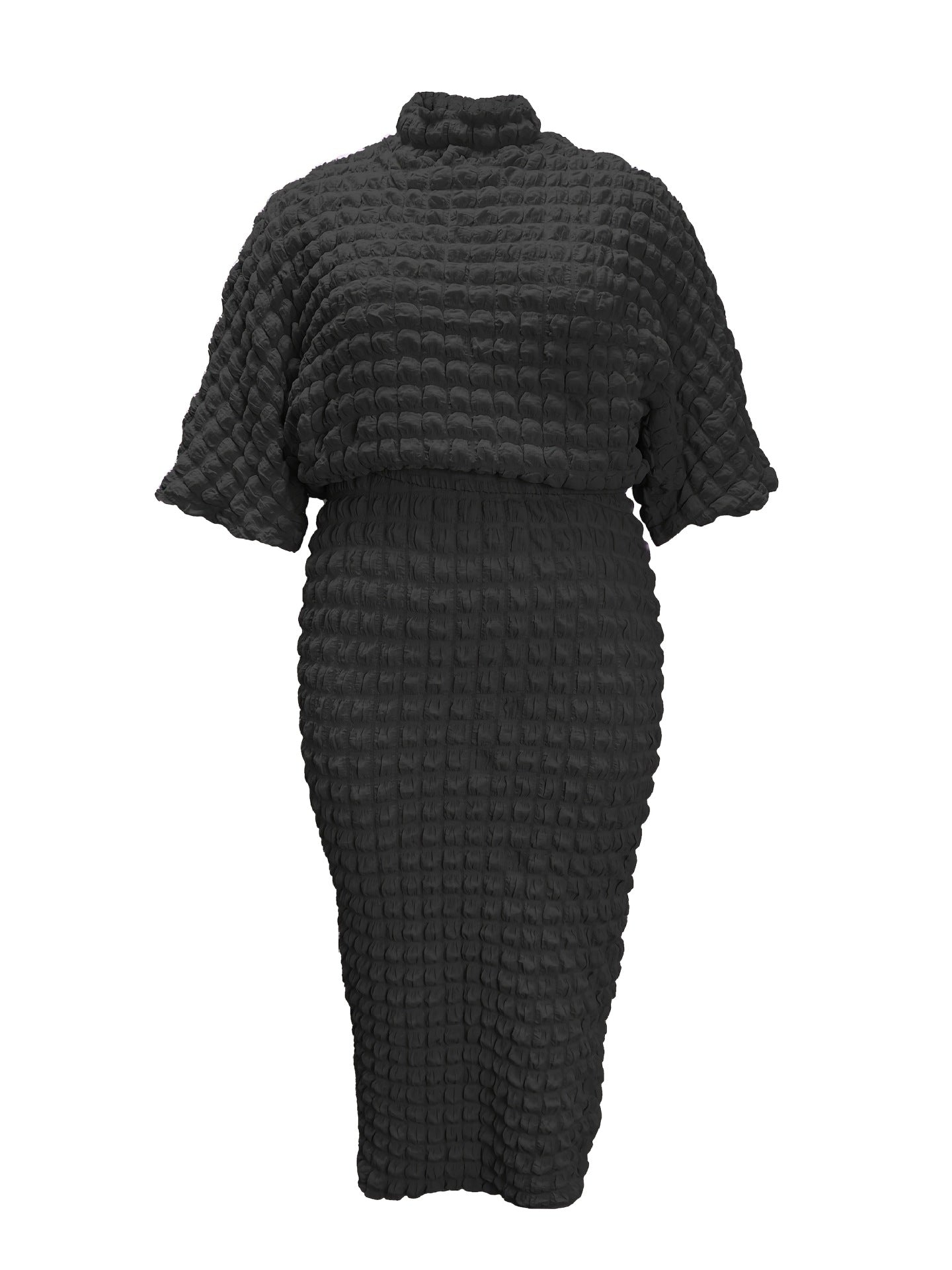 Plus Size Solid Color Bubble Bat Sleeves Top and Skirt Two-Piece Set 18