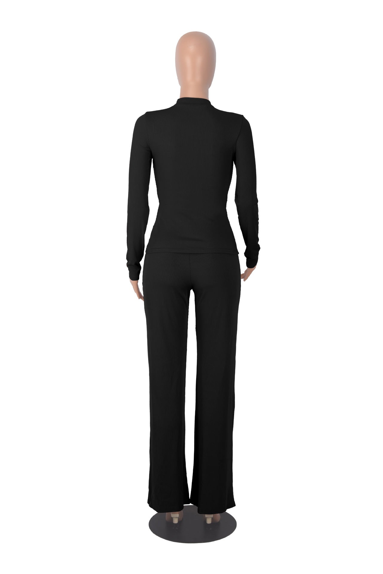 Women Autumn and Winter Casual Solid Long Sleeve Top and Wide Leg Pants Two-piece Set 18